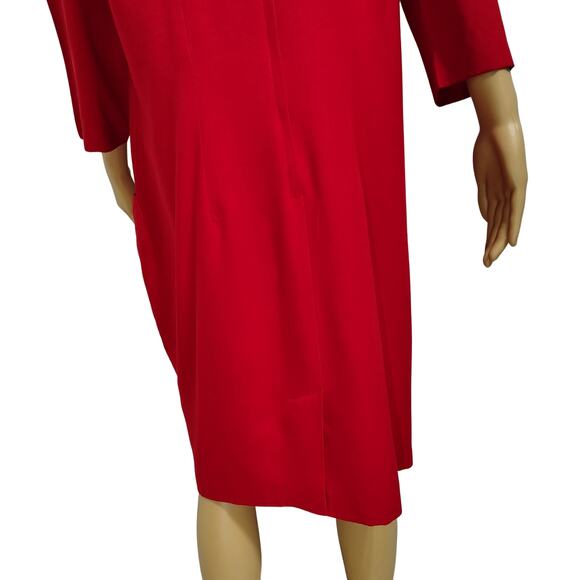 1980s Red Long Sleeves Sheath Midi Dress Willy's New York Co Size 18 - Picture 5 of 12